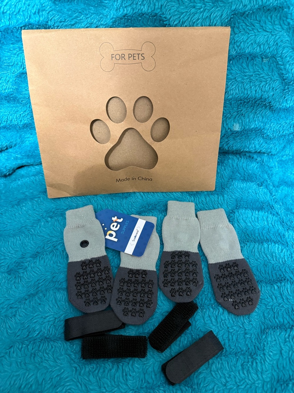 Non-Slip Dog Socks - Gray and Black